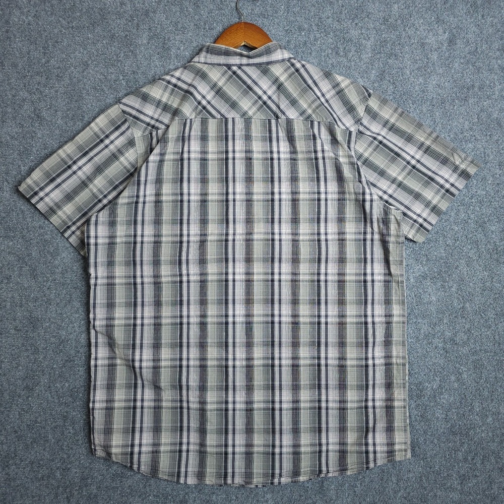The North Face Shirt Mens XXL Grey Plaid Short Sleeve Pearl Snap Button Hiking - Picture 4 of 8